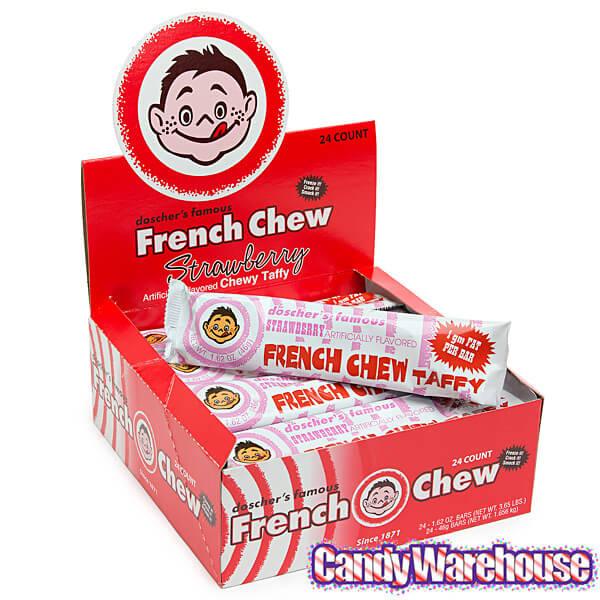 Doscher's French Chew Taffy Bars - Strawberry: 24-Piece Box - Candy Warehouse