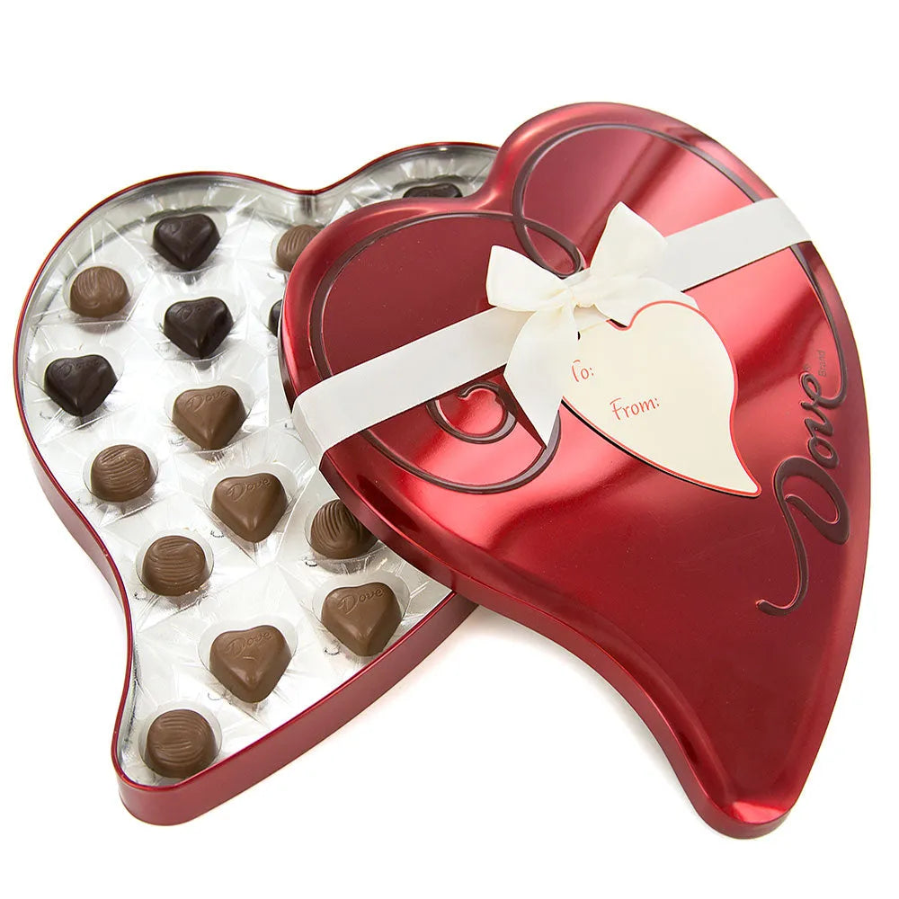 Dove Assorted Chocolates 24-Piece Valentine Heart Tin - Candy Warehouse