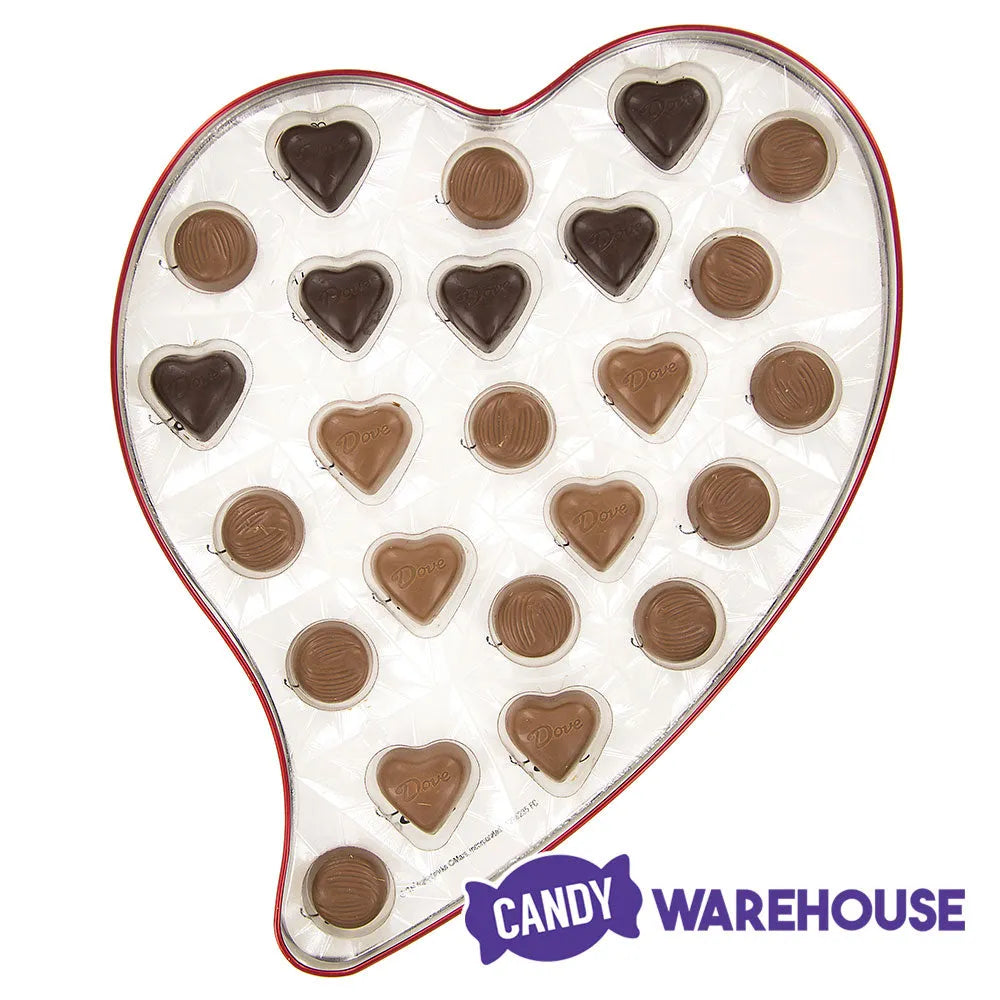 Dove Assorted Chocolates 24-Piece Valentine Heart Tin - Candy Warehouse