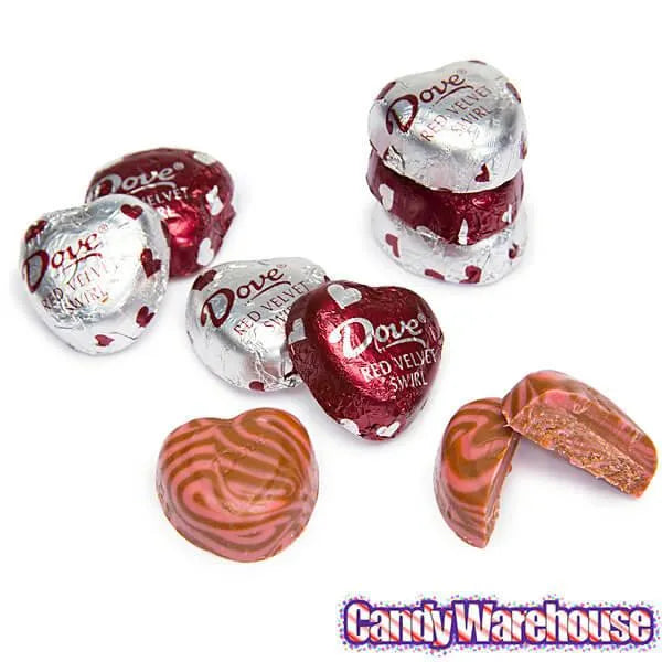 Dove Milk Chocolate and Red Velvet Swirl Valentine Hearts: 30-Piece Bag - Candy Warehouse