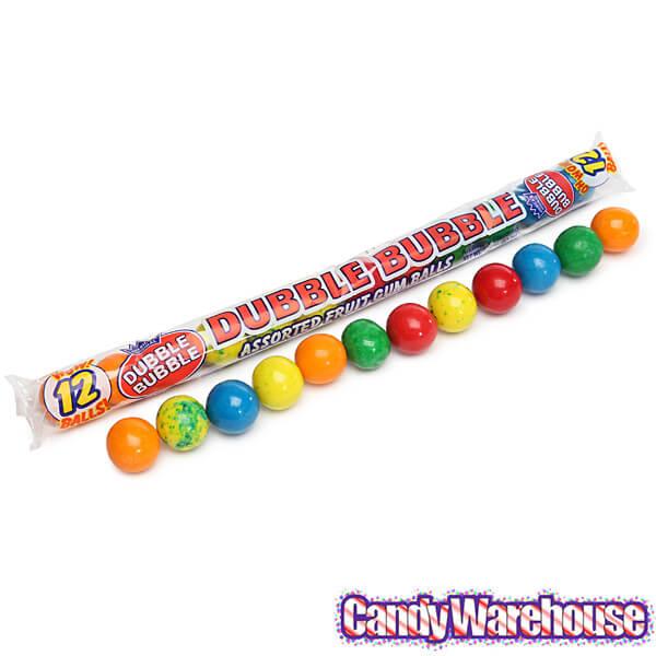 Dubble Bubble Assorted Gumballs 12-Ball Tubes: 24-Piece Box - Candy Warehouse