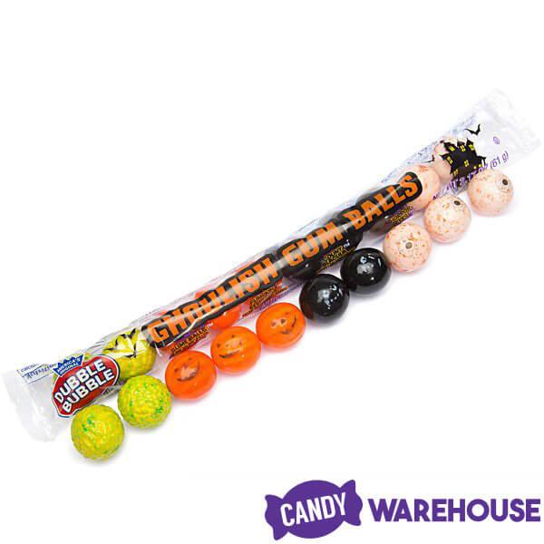 Dubble Bubble Halloween Ghoulish Gumballs 10-Ball Tubes: 24-Piece Box - Candy Warehouse