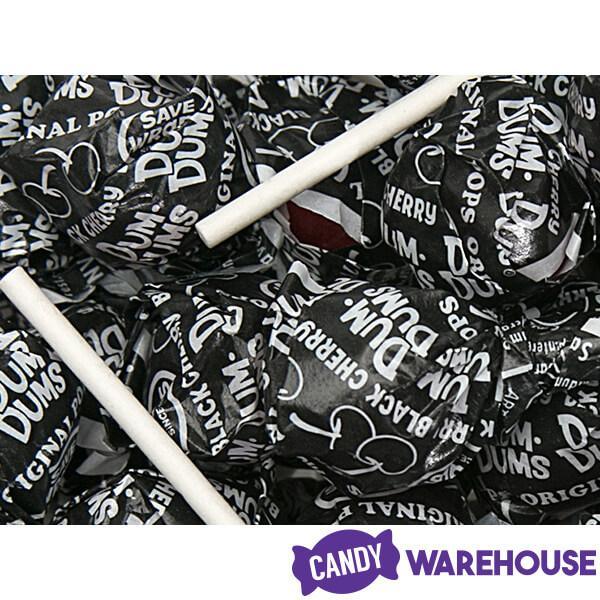 Dum Dums Black Party Pops - Cherry: 5LB Bag - Candy Warehouse