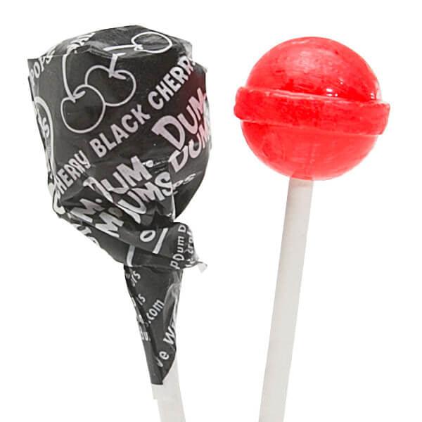 Dum Dums Black Party Pops - Cherry: 75-Piece Bag - Candy Warehouse