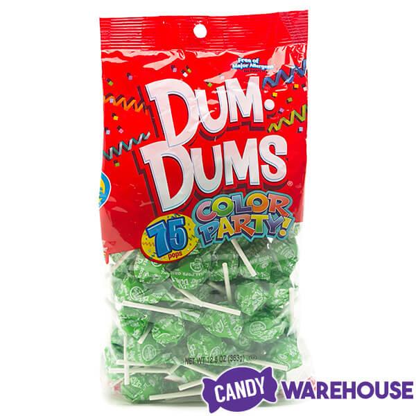 Dum Dums Green Party Pops - Sour Apple: 75-Piece Bag - Candy Warehouse