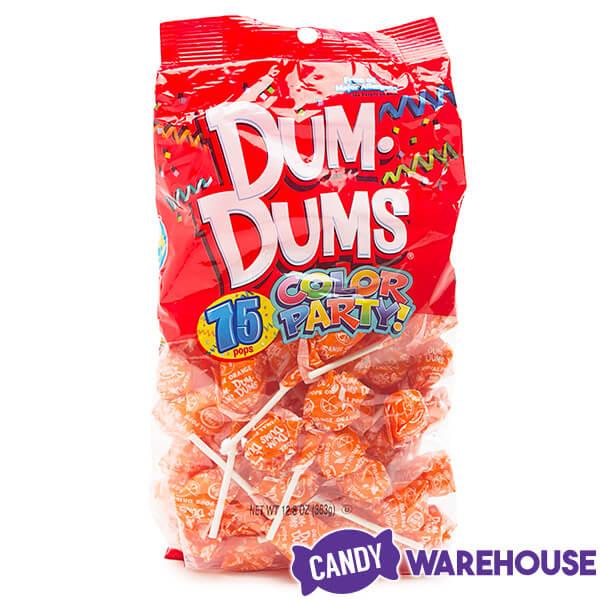 Dum Dums Orange Party Pops - Orange: 75-Piece Bag - Candy Warehouse