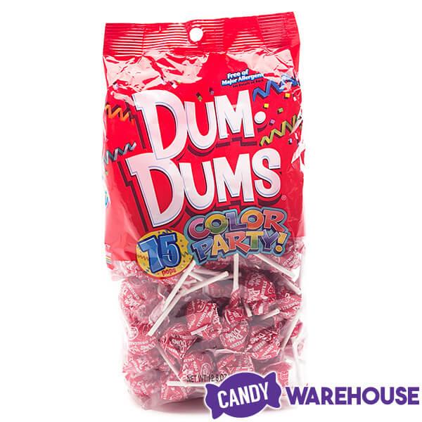 Dum Dums Red Party Pops - Strawberry: 75-Piece Bag - Candy Warehouse