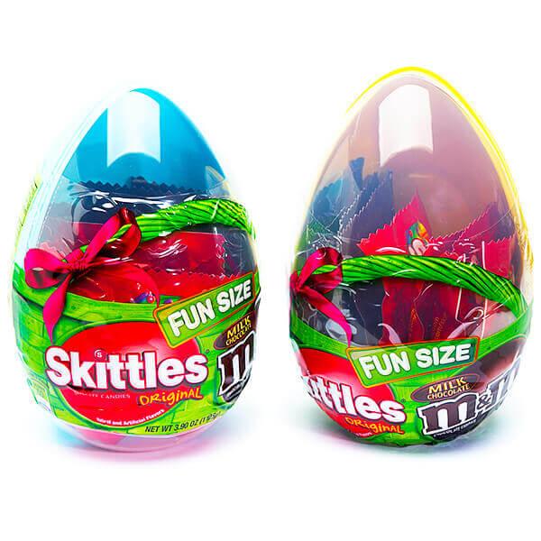 Easter Egg Filled With Skittles and M&M's Candy Fun Size Packs - Candy Warehouse