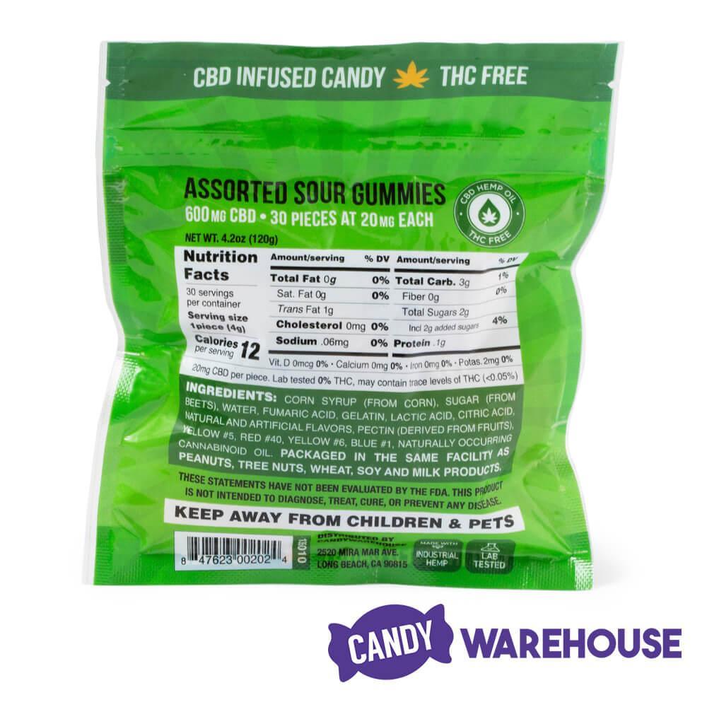 Eddy Edibles Assorted Sour CBD Gummies THC Free 600mg: 30 Gummy Bears - Candy Warehouse