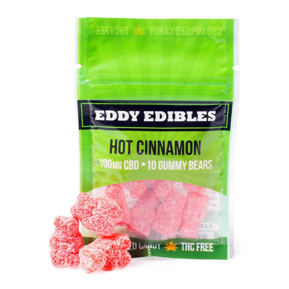 Eddy Edibles Hot Cinnamon CBD Gummies THC Free 100mg: 10 Gummy Bears - Candy Warehouse