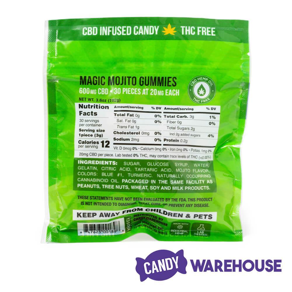 Eddy Edibles Sour Mojito CBD Gummies THC Free 600mg: 30 Gummy Bears - Candy Warehouse