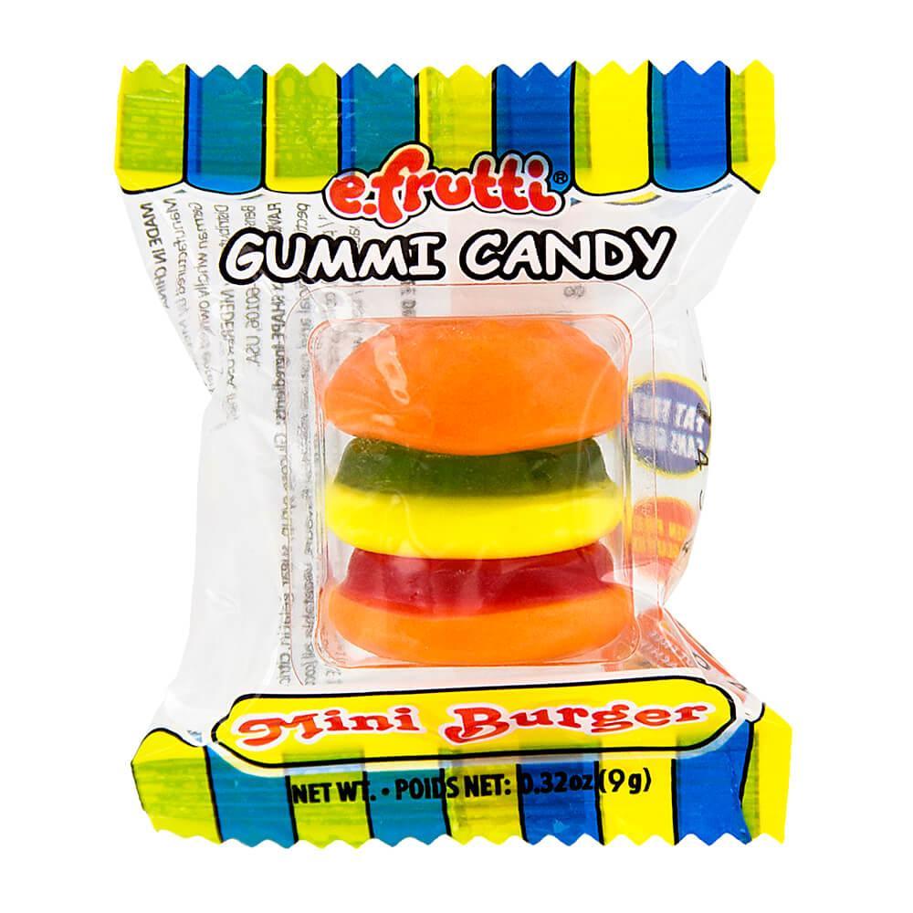 Efrutti Gummy Mini Burgers Candy: 60-Piece Box - Candy Warehouse