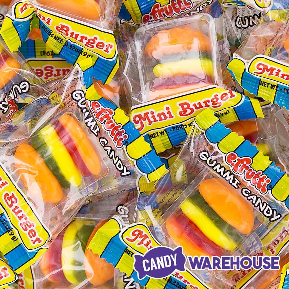 Efrutti Gummy Mini Burgers Candy: 60-Piece Box - Candy Warehouse