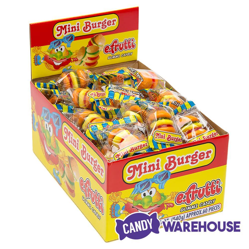 Efrutti Gummy Mini Burgers Candy: 60-Piece Box - Candy Warehouse