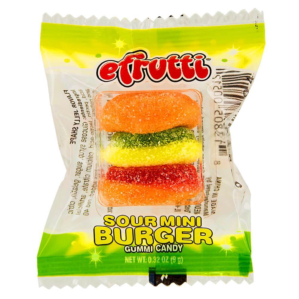 Efrutti Gummy Mini Cheese Burgers Candy - Sour: 60-Piece Box - Candy Warehouse