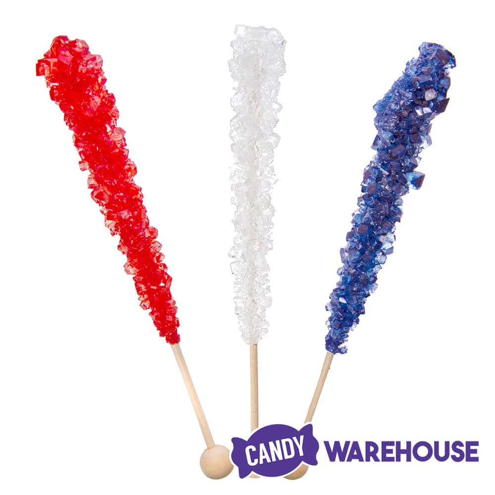 Espeez Rock Candy Crystal Sticks - USA Colors Assortment: 36-Piece Tub - Candy Warehouse