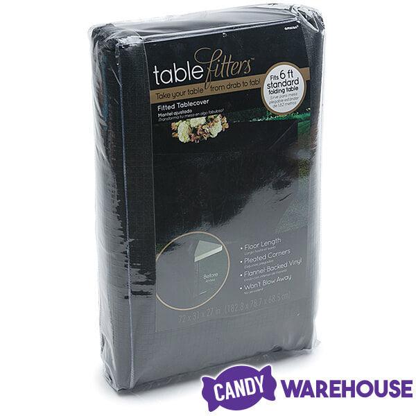 Fitted Table Cover For Standard 6-Foot Rectangular Table - Black - Candy Warehouse