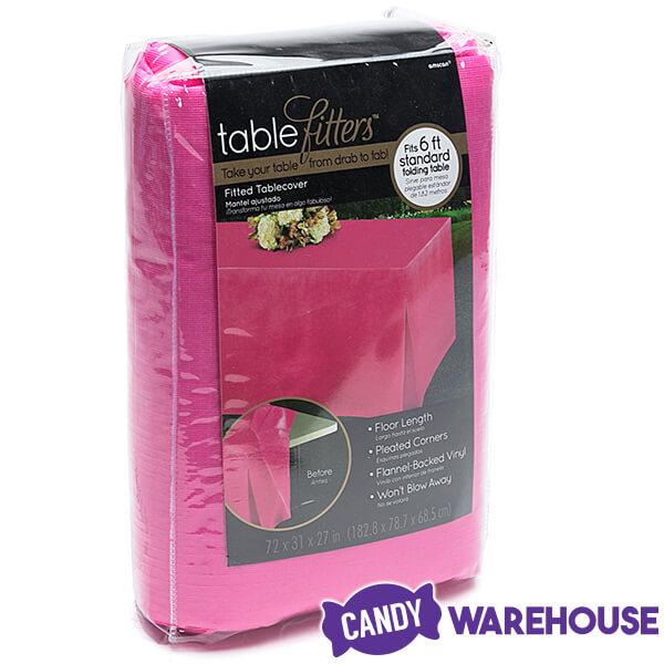 Fitted Table Cover For Standard 6-Foot Rectangular Table - Hot Pink - Candy Warehouse