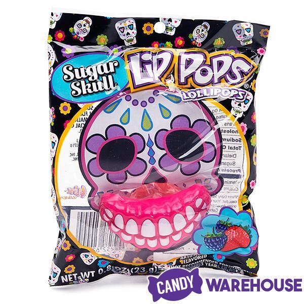 Flix Candy Day of the Dead Sweet Skull Lip Pops Candy Packs: 12-Piece Display - Candy Warehouse