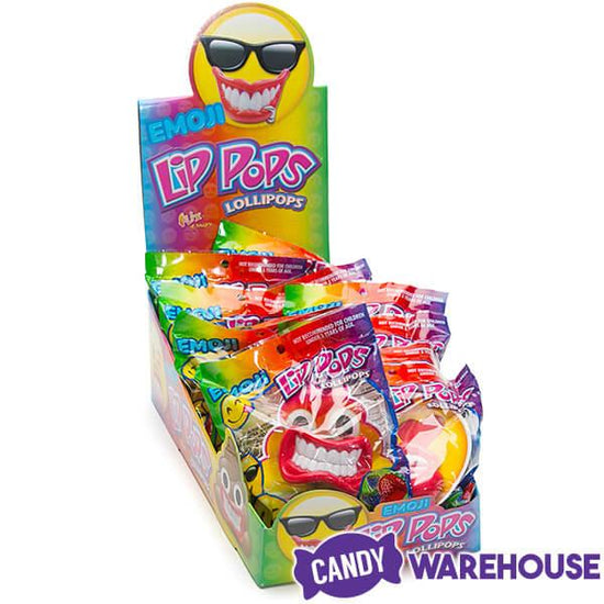 Flix Candy Emoji Lip Pops Candy Packs: 12-Piece Display | Candy Warehouse