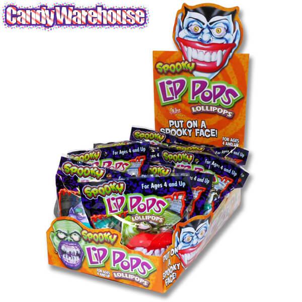 Flix Candy Spooky Lip Pops Candy Packs: 12-Piece Display - Candy Warehouse