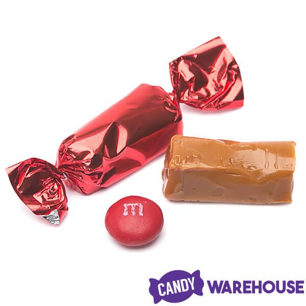 Foiled Caramel Candy - Red: 180-Piece Bag - Candy Warehouse