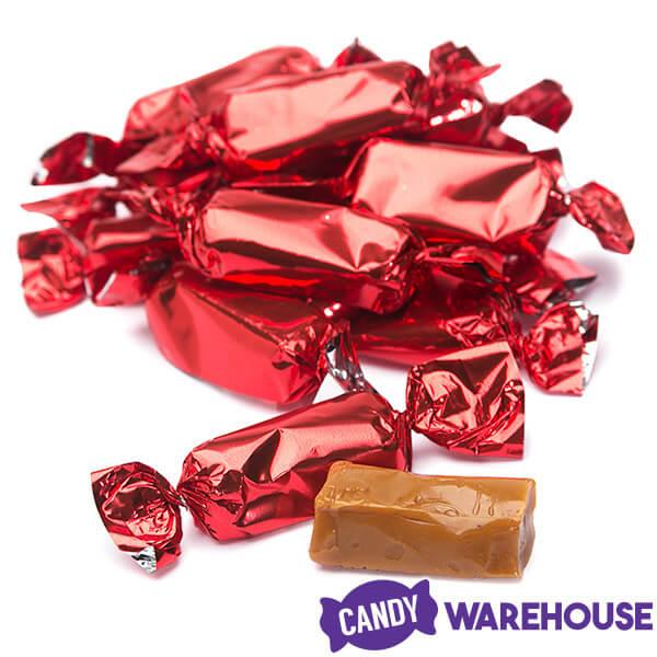 Foiled Caramel Candy - Red: 180-Piece Bag - Candy Warehouse