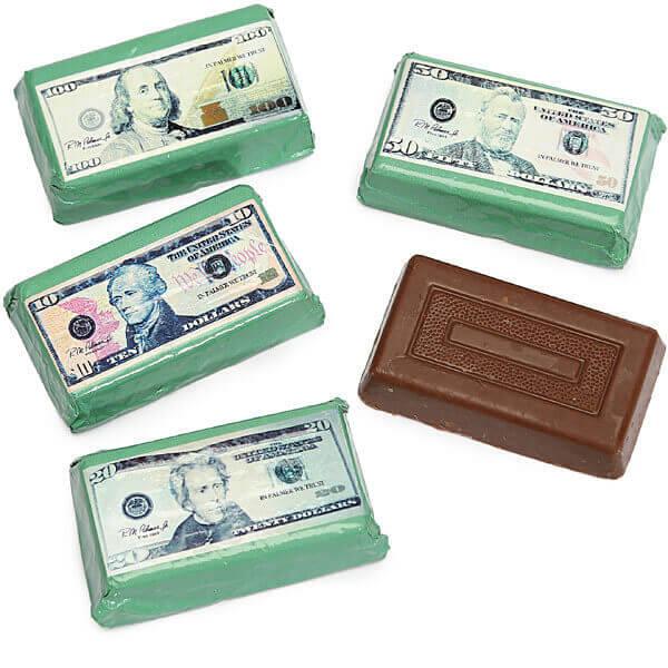 Foiled Double Crisp Milk Chocolate Money Mini Bars: 4LB Bag - Candy Warehouse