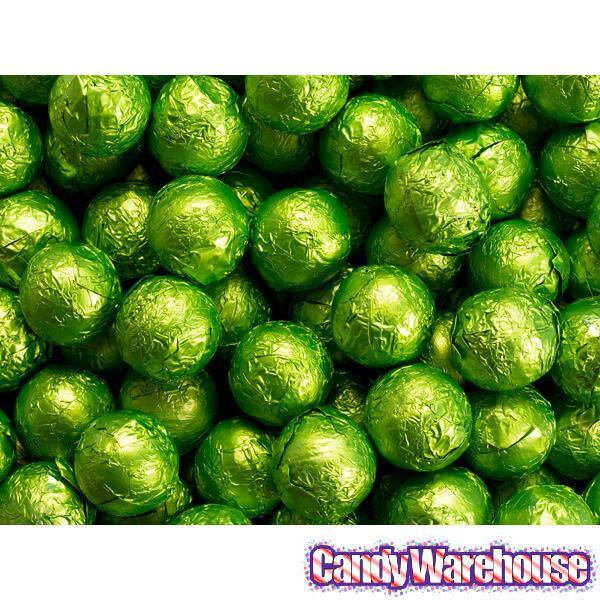 Foiled Milk Chocolate Balls - Kiwi Green: 2LB Bag - Candy Warehouse