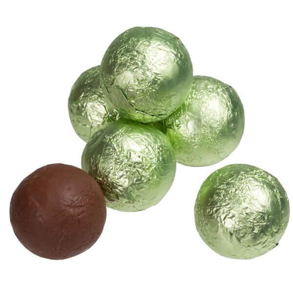 Foiled Milk Chocolate Balls - Leaf Green: 2LB Bag - Candy Warehouse