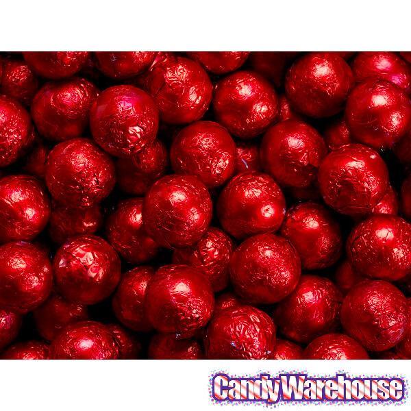 Foiled Milk Chocolate Balls - Red: 2LB Bag - Candy Warehouse