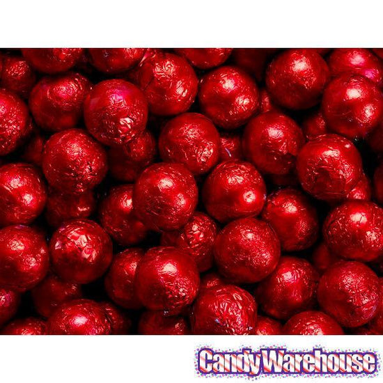 Foiled Milk Chocolate Balls - Red: 2LB Bag | Candy Warehouse