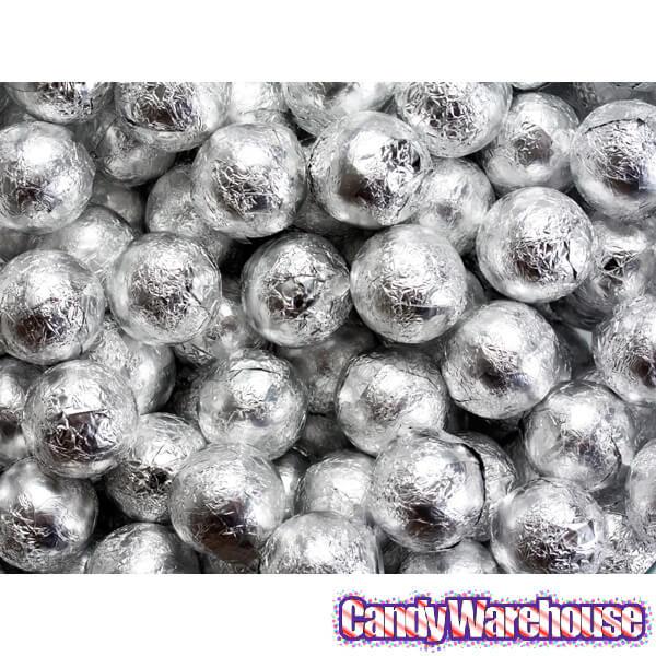 Foiled Milk Chocolate Balls - Silver: 2LB Bag - Candy Warehouse