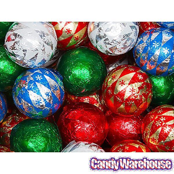 Foiled Milk Chocolate Christmas Ornaments: 2LB Bag - Candy Warehouse