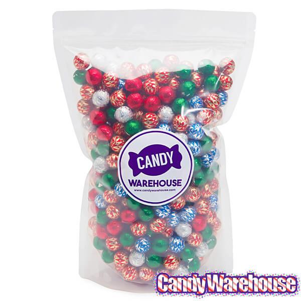 Foiled Milk Chocolate Christmas Ornaments: 2LB Bag - Candy Warehouse