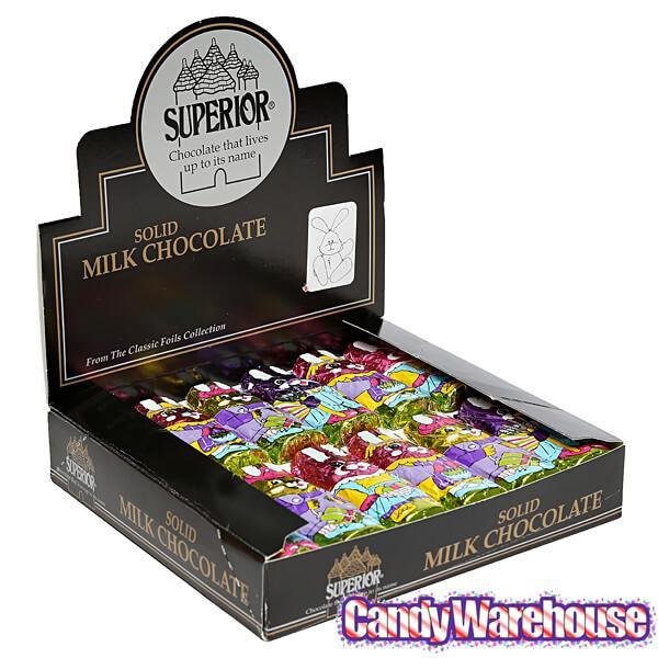 Foiled Milk Chocolate Easter Bunnies: 36-Piece Display - Candy Warehouse