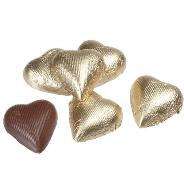 Foiled Milk Chocolate Hearts - Gold: 2LB Bag - Candy Warehouse