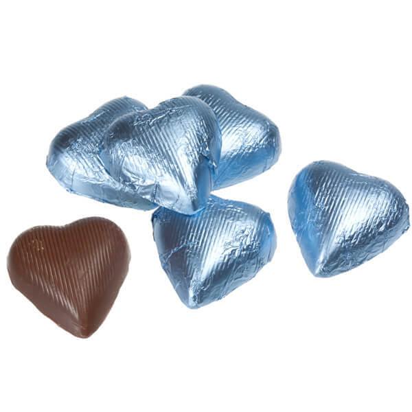 Foiled Milk Chocolate Hearts - Light Blue: 2LB Bag