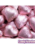 Foiled Milk Chocolate Hearts - Light Pink: 2LB Bag - Candy Warehouse