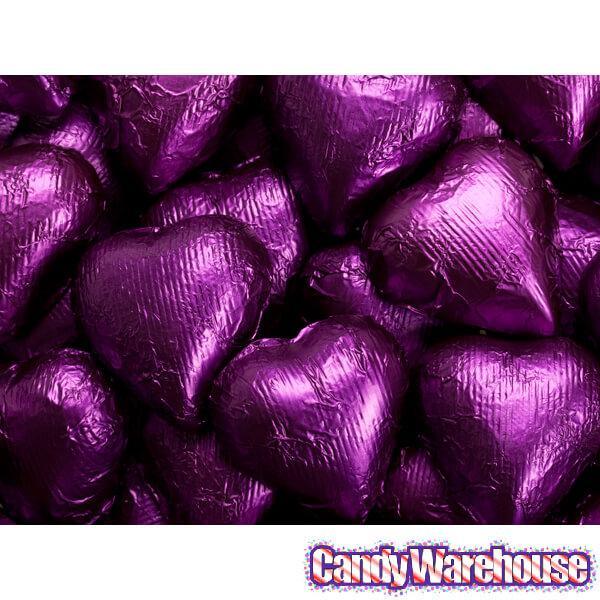 Foiled Milk Chocolate Hearts - Purple: 2LB Bag