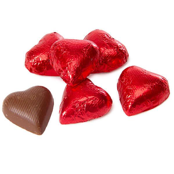 Foiled Milk Chocolate Hearts - Red: 2LB Bag - Candy Warehouse