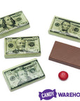 Foiled Milk Chocolate Money Mini Bars in Mesh Bags: 18-Piece Box - Candy Warehouse