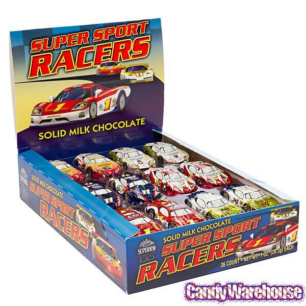 Foiled Milk Chocolate Race Cars: 36-Piece Display - Candy Warehouse