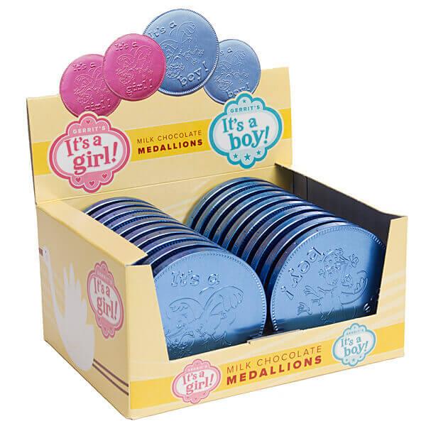 Fort Knox It's a Boy Foiled Milk Chocolate 4-Inch Medallions: 20-Piece Box - Candy Warehouse