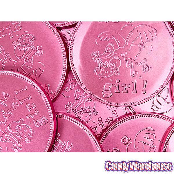 Fort Knox It&#39;s a Girl Foiled Milk Chocolate 4-Inch Medallions: 20-Piece Box - Candy Warehouse