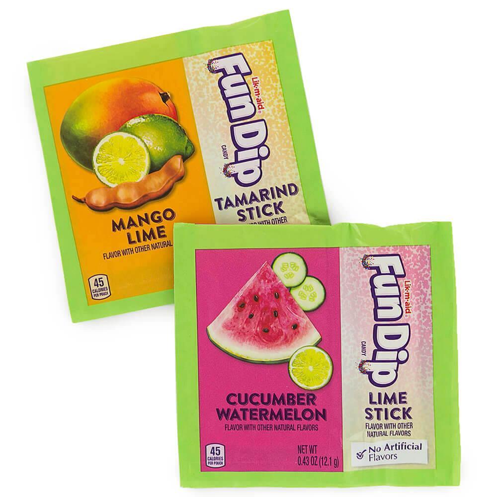 Fun Dip Candy Packs - Mango Lime & Cucumber Watermelon: 12-Piece Box - Candy Warehouse