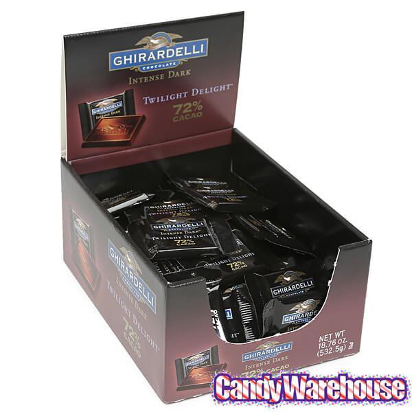 Ghirardelli 72% Cacao Dark Chocolate Squares: 50-Piece Box - Candy Warehouse