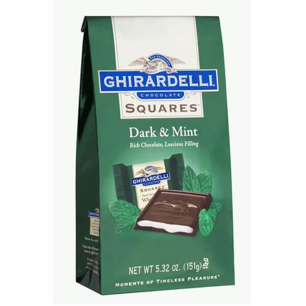 Ghirardelli Dark Chocolate Squares with Mint Filling 5-Ounce Bags: 6-Piece Box - Candy Warehouse