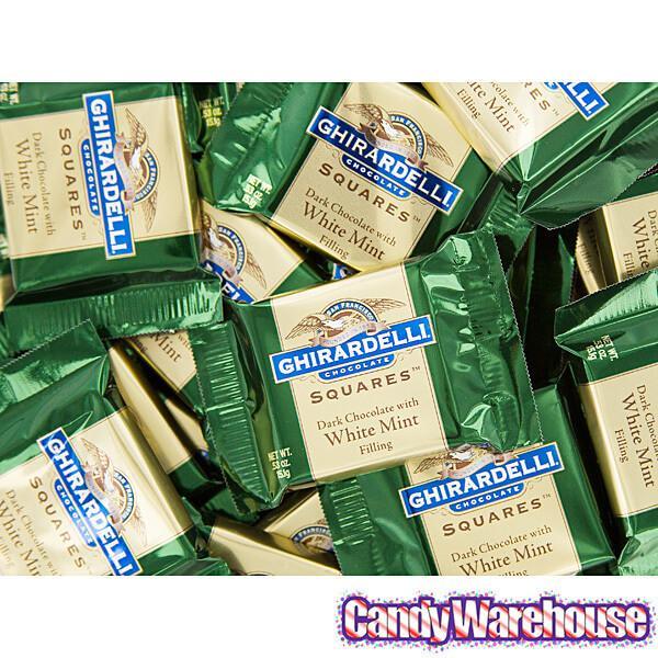 Ghirardelli Dark Chocolate with Mint Filling Squares: 50-Piece Box - Candy Warehouse