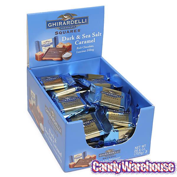 Ghirardelli Dark Chocolate with Sea Salt Caramel Filling Squares: 50-Piece Box - Candy Warehouse